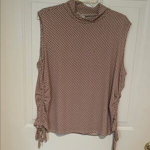Worthington Sleeveless Top - Brown, Tan and Cream Pattern
